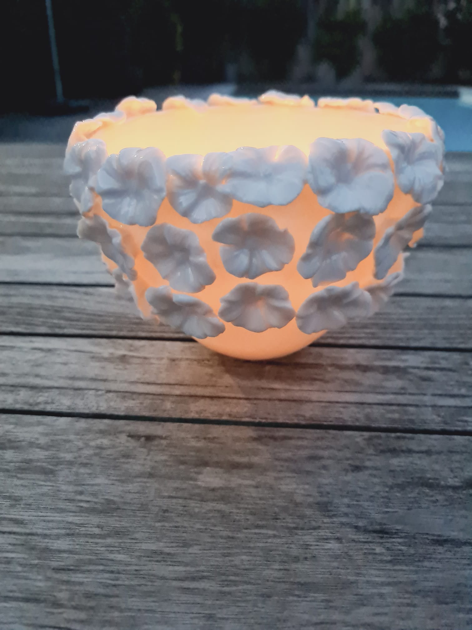 Sculptured bowl with cherry blossoms